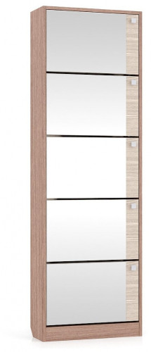 тумба для обуви мд-5 с зеркальными дверками, цвет ясень шимо тёмный/ясень шимо светлый в Саратове