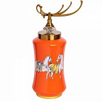 ваза керамическая лошади с крышкой оранжевая 15*42см в Саратове