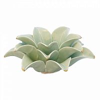 подсвечник керамический в виде лотоса с золотыми лепестками flower lotus pale green medium, 12 см в Саратове
