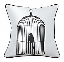 подушка с птичкой в клетке birdie in a cage white в Саратове