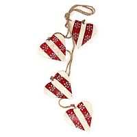 гирлянда новогодняя подвесная сердца в красную полоску со снежинками christmas hearts, 60 см в Саратове