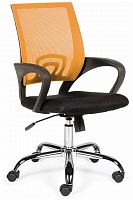 кресло компьютерное спринг(orange - black) база хром / оранжевая сетка / черная ткань в Саратове