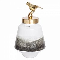 ваза керамическая с крышкой птичка бело-серая 16*28см в Саратове