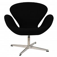 кресло arne jacobsen style swan chair черная шерсть в Саратове