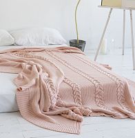 комплект плед с косами (180*220) и 2 наволочки (50*50) св. персик в Саратове