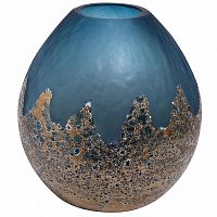ваза круглая стеклянная голубая с золотом в Саратове