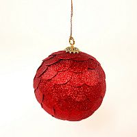шар новогодний красный с блестящими чешуйками paper ball, 10 см в Саратове