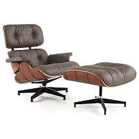 кресло eames style lounge chair кожа коричневое в Саратове