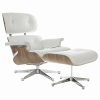 кресло eames style lounge chair & ottoman белое в Саратове