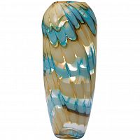 ваза стеклянная (бело-синяя) h36d14 в Саратове