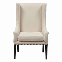 кресло мягкое с ушами белое nailhead fabric armchair в Саратове