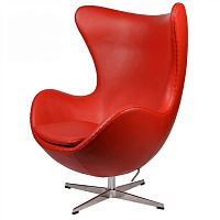 кресло arne jacobsen style egg chair кожа красное в Саратове