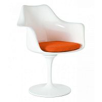 кресло tulip armchair бело-оранжевое шерсть в Саратове