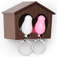 держатель+брелок для ключей двойной sparrow коричневый-белый-розовый в Саратове