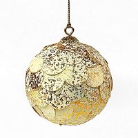 шар новогодний золотой с мраморными чешуйками paper ball, 10 см в Саратове