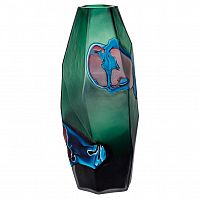 ваза для цветов стеклянная сине-зеленая d21x30 см в Саратове