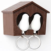 держатель+брелок для ключей двойной sparrow коричневый-белый в Саратове