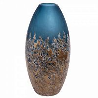 ваза овальная стеклянная голубая с золотом в Саратове