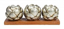 подсвечник сеербряный на 3 свечи на подставке шишки fir cone, 28 см в Саратове