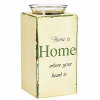 подсвечник деревянный бежевый со стеклом дом там, где сердце provence white, 18 см в Саратове