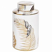 ваза керамическая листья с крышкой белая 12*20см в Саратове