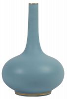 ваза керамическая объемная с высоким узким горлышком 35х48 см ellen голубая с золотым ободком в Саратове