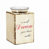 подсвечник деревянный бежевый со стеклом мечта твоего сердца provence cream, 15 см в Саратове