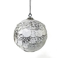 шар новогодний серебряный с мраморными чешуйками paper ball, 10 см в Саратове