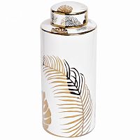 ваза керамическая листья с крышкой белая 16*30см в Саратове