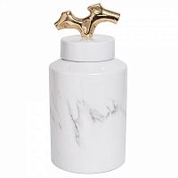 ваза керамическая c крышкой бело-серая 15*30см в Саратове