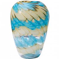 ваза стеклянная (бело-синяя) h27d18,5 в Саратове