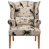 кресло мягкое с ушами quinn tufted armchair бежевое с рисунком в Саратове