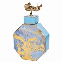 ваза керамическая с крышкой голубая с золотом 21*8*31см в Саратове