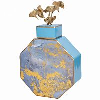 ваза керамическая с крышкой голубая с золотом 25*10*41см в Саратове