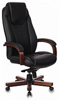 кресло для руководителя бюрократ бюрократ t-9923 walnut, обивка: натуральная кожа, цвет: кожа (black) в Саратове