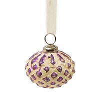 шар новогодний фиолетовый со снежным декором snow ball, 8х7х7 см в Саратове